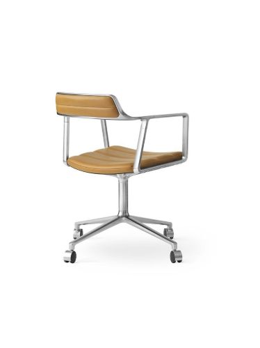 Vipp 452 Swivel Stol Hjul SH: 44,5 cm - Alu/Sand leather