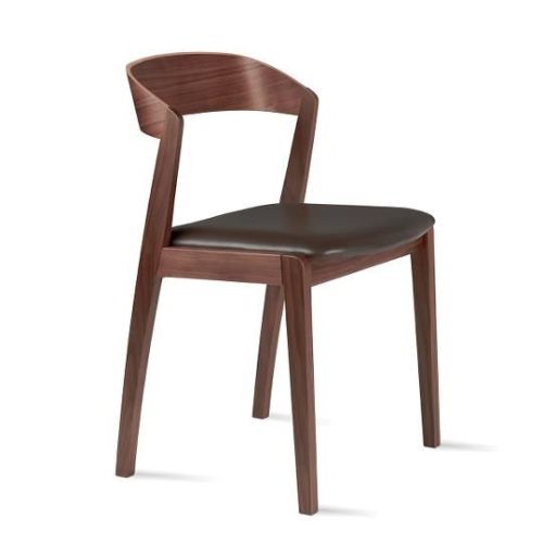 Skovby SM825 Spisebordsstol H: 77 cm - Lakeret Valnød/Sort Læder