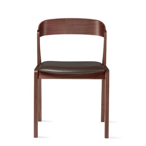 Skovby SM825 Spisebordsstol H: 77 cm - Lakeret Valnød/Sort Læder