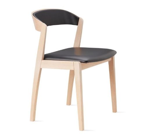 Skovby SM826 Spisebordsstol H: 77 cm - Hvidolieret Eg/Sort Læder