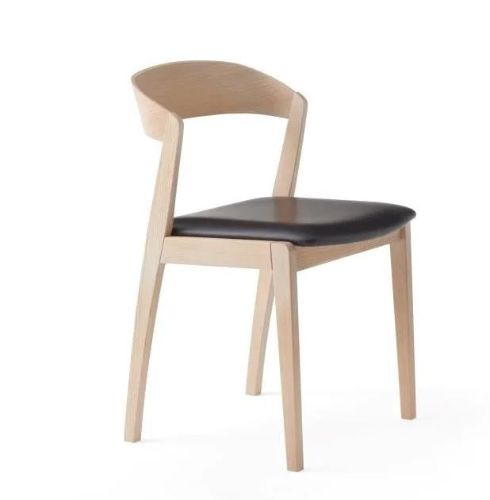 Skovby SM825 Spisebordsstol H: 77 cm - Hvidolieret Eg/Sort Læder