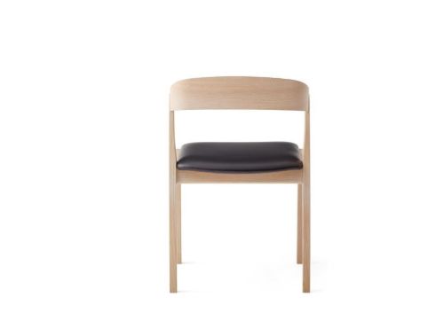 Skovby SM825 Spisebordsstol H: 77 cm - Hvidolieret Eg/Sort Læder