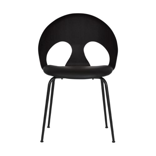 Vermund VL1100 Spisebordsstol SH: 46 cm - Sort Krom/Sortbejdset Eg/Sort Sierra Læder