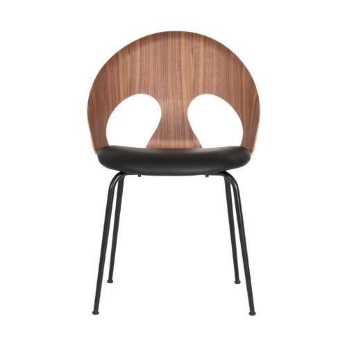 Vermund VL1100 Spisebordsstol SH: 46 cm - Sort Krom/Valnød/Sort Sierra Læder