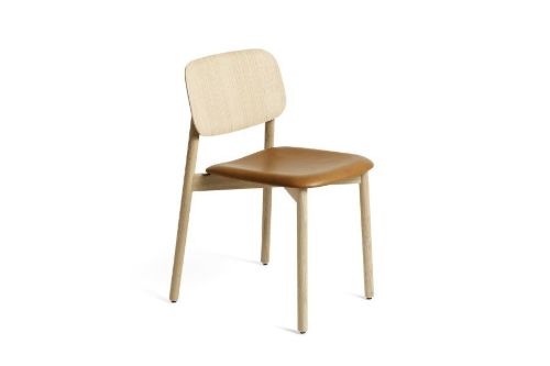 HAY Soft Edge 60 Spisebordsstol Polstret SH: 47,5 cm - Lacquered Oak/Lacquered Oak/Sense Cognac