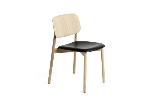 HAY Soft Edge 60 Spisebordsstol Polstret SH: 47,5 cm - Lacquered Oak/Lacquered Oak/Sense Black