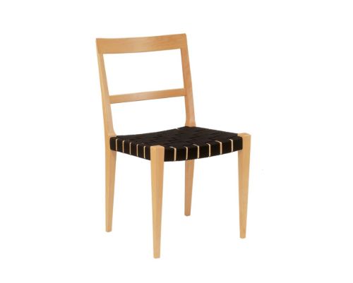 Bruno Mathsson Mi 401 Mimat Stol SH: 42 cm - Lakeret Bøg / Gjord Sort