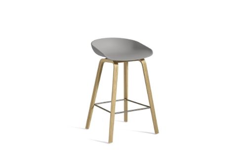 HAY AAS 32 Barstol Low SH: 65 cm - Lacqured Oak Veneer/Concrete Grey