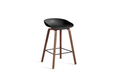 HAY AAS 32 Barstol Low SH: 65 cm - Lacquered Walnut Veneer/Black