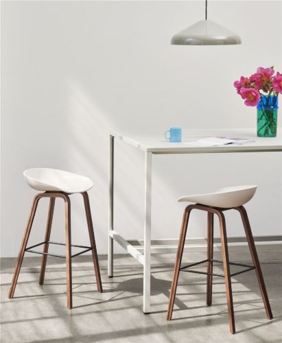 HAY AAS 32 Barstol High SH: 75 cm - Lacquered Walnut Veneer/White