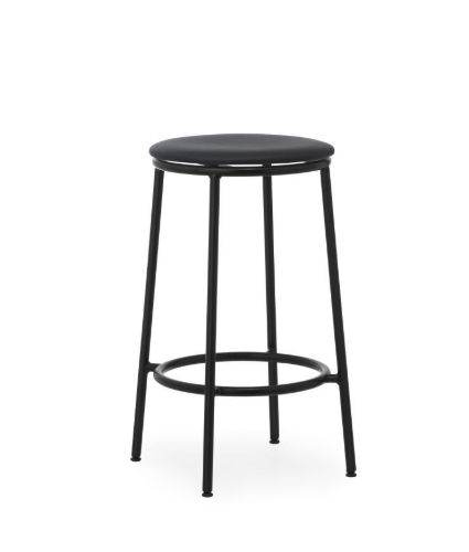 Normann Copenhagen Circa Barstol Polstret H: 65 cm - Ultra Læder Sort 41599