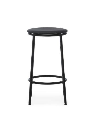 Normann Copenhagen Circa Barstol Polstret H: 65 cm - Ultra Læder Sort 41599