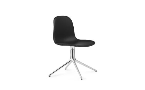 Normann Copenhagen Form Drejestol SH: 44cm - Sort Læder/Aluminium