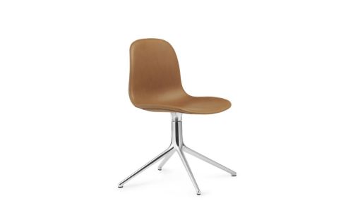 Normann Copenhagen Form Drejestol SH: 44cm - Brandy Læder/Aluminium