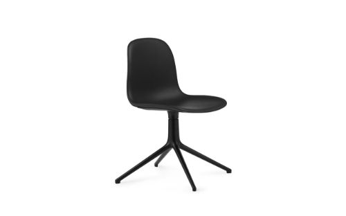 Normann Copenhagen Form Drejestol SH: 44cm - Sort Læder/Sort Aluminium