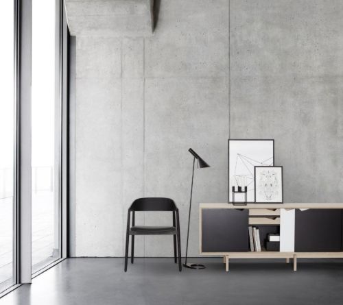 Andersen Furniture AC2 Stol SH: 43,5 cm Sæt af 4 stk - Eg Sort Lak/Sort Læder