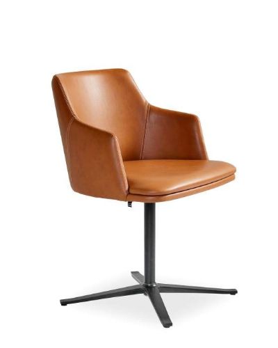 Skovby SM55 Spisebordsstol m. Drejefod H: 78 cm -  Sort Aluminium/Sort Læder
