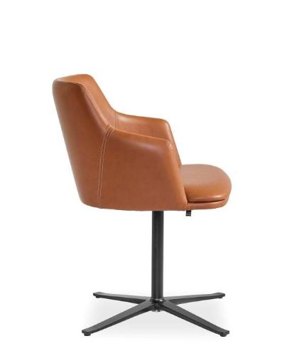 Skovby SM55 Spisebordsstol m. Drejefod H: 78 cm -  Sort Aluminium/Sort Læder