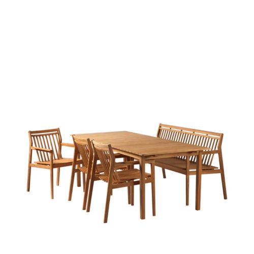 FDB Møbler Sammen Havesæt m. Bænk m. Ryg - Teak Massiv/Natur