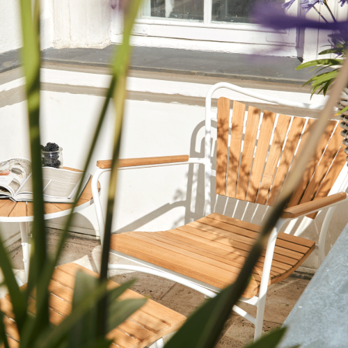 Mandalay Marguerit Fodskammel H: 40 cm - Teak/White