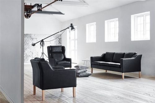 Mogens Hansen MH195 2,5 Pers Sofa L: 179 cm - Premium Læder / Sort