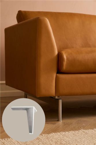 Mogens Hansen MH 272 - 3. Pers sofa 2-delt 222 cm. Frej læder fv. 05 natur. Stål ben i arm (tipi)