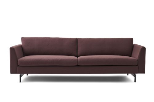 Mogens Hansen MH 272 - 4. Pers sofa 2-delt 252 cm. Nobel stof fv. 65145 sort stål bøjleben under arm