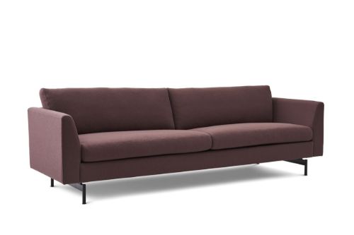 Mogens Hansen MH 272 - 4. Pers sofa 2-delt 252 cm. Nobel stof fv. 65145 sort stål bøjleben under arm