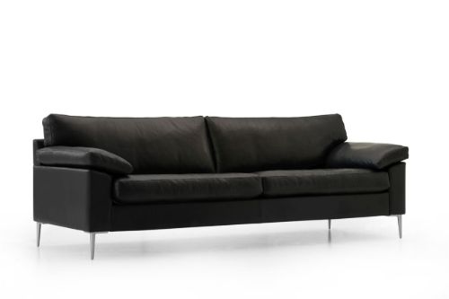 Mogens Hansen MH2163 2 Pers Sofa L: 160 cm - Sort Premium Læder / Rustfrit Stål
