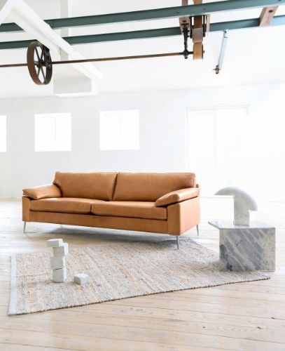 Mogens Hansen MH2163 3 Pers Sofa L: 225 cm - Dakar Læder 549 / Børstet Stål