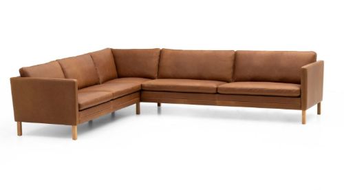 Mogens Hansen MH2614 6 Pers. Hjørnesofa 221x285 cm - Frej 15 Læder/Olieret Egetræ