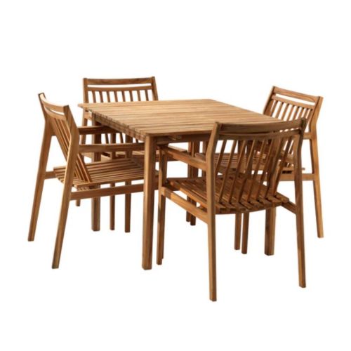 FDB Møbler Sammen Lille Havemøbelsæt M3 Bord + 4 stk. M1 Stole - Teak 