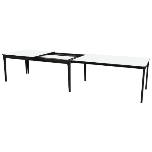 Skovby SM27 Spisebord inkl. 3 Tillægsplader L: 205-358 cm - Sort Lakeret Eg/Hvid Laminat