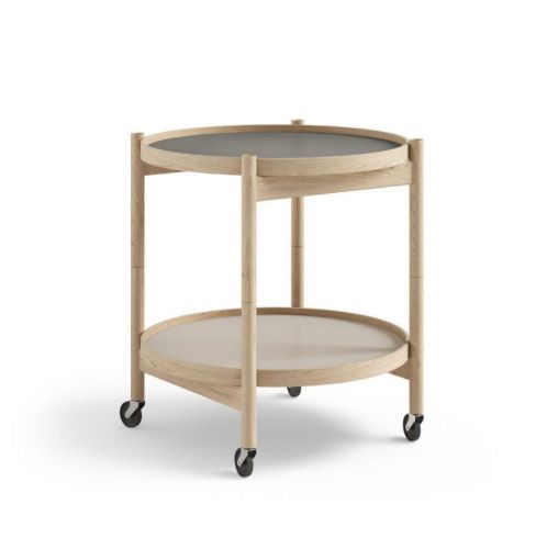 Brdr. Krüger Bølling Bakkebord m. 2 bakker Ø: 50 cm - Ubehandlet Eg/Stone