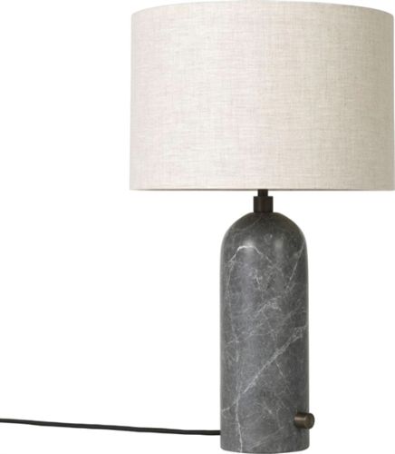 GUBI Gravity Table Lamp Small - Grå Marmor Base Hessian Skærm