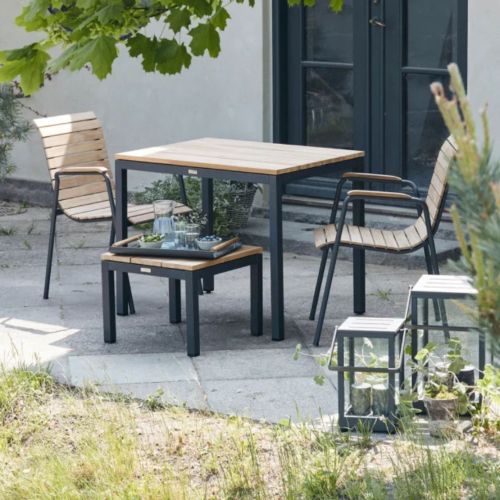 Mandalay Havemøbelsæt Toscana Havebord L: 65 cm og 2 Stk. Bellevue Havestole - Antracit 
