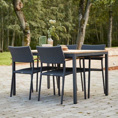Mandalay Havemøbelsæt  Toscana Havebord L: 132 cm og 4 Stk. Siena Havestole - Teak/Antracit 