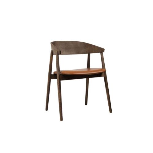 UDGÅR med lager Andersen Furniture AC2 Sædepolstret Spisebordsstol  - Eg Røget/Cognac Læder OUTLET