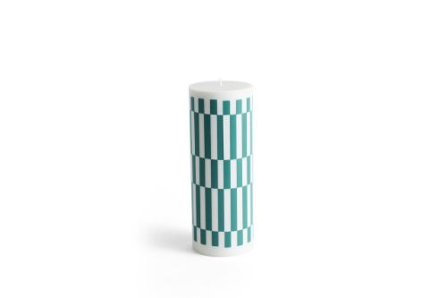 HAY Column Candle Large H: 25 cm - Light Gray & Green OUTLET