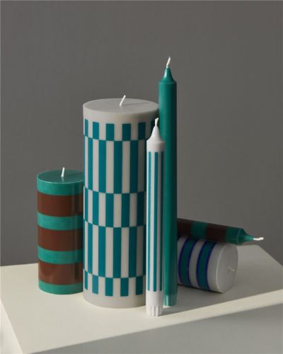 HAY Column Candle Large H: 25 cm - Light Gray & Green OUTLET