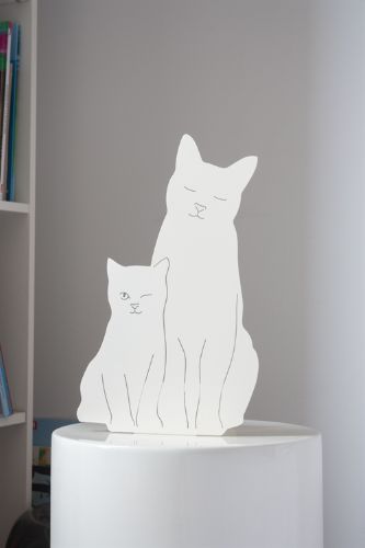 Goodnight Light Decoupage Kitties Lamp H: 33 cm - Ivory OUTLET