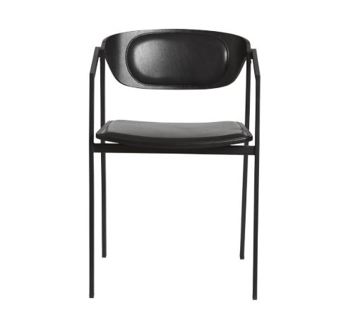 Woud S.A.C Dining Chair SH: 45 cm - Black Leather Seat OUTLET