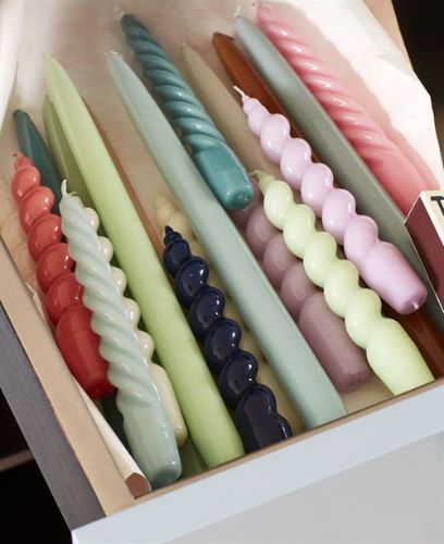 Udgået hos lev. HAY Candle Spiral 6 pcs H: 19 cm - Lilac Mint Midnight Blue OUTLET