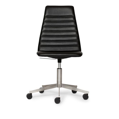 Paustian Spinal Chair 44 High Back SH: 43-55 cm - Chrome Base w. Castors/Black Sierra Leather OUTLET