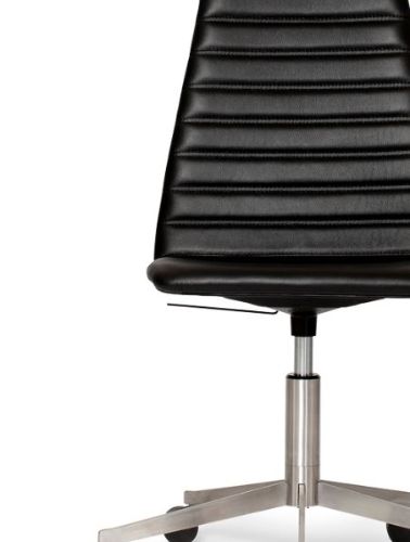 Paustian Spinal Chair 44 High Back SH: 43-55 cm - Chrome Base w. Castors/Black Sierra Leather OUTLET