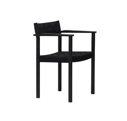 UDGÅR med lager Form & Refine Motif Armchair SH: 45,5 cm - Black Painted Oak/Black Linen Webbing OUTLET