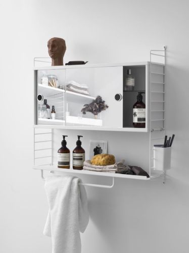 String Furniture Cabinet W. Mirror Doors 78x37 cm - White OUTLET