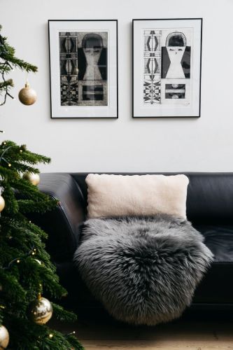 Natures Collection New Zealand Sheepskin Cushion 30x60 cm - Anthracite OUTLET