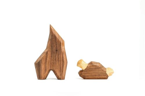 FableWood Lille Giraf 6x11 cm - Valnød/Ask OUTLET