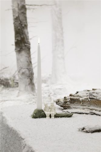 Kähler Christmas Tales Julekram H: 8,5 cm - Hvid/Grøn OUTLET